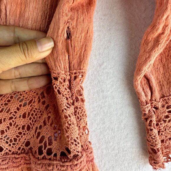 Free People Dress Womens 4 Small Sunrise Distress Tie Dye Boho Cottage Ruffle - Picture 8 of 13